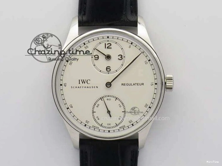 MIROTIME 1223 Effortless Portuguese IW544404 SS White Dial On Black Leather Strap A 7257